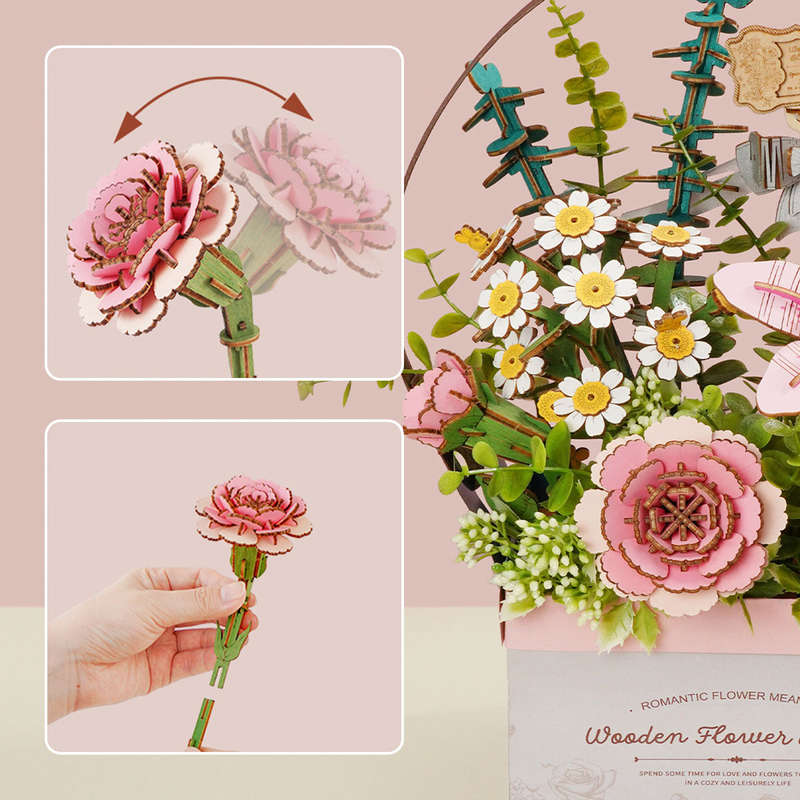 Robotime Wooden Flower Basket DIY 3D Puzzle