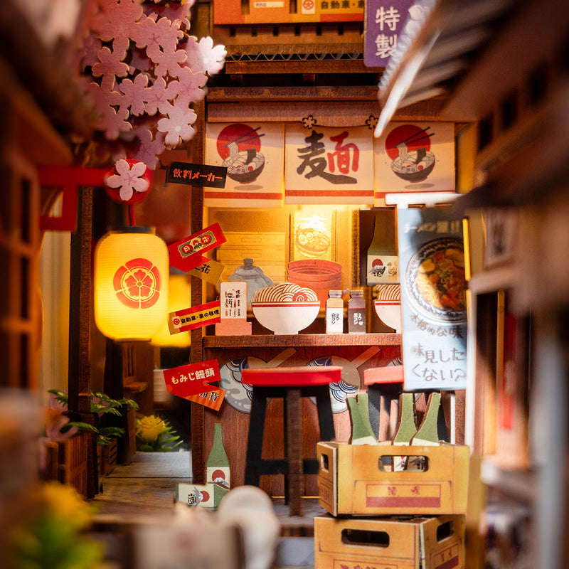 Robotime Sakura Wine Alley DIY Book Nook Shelf Insert Miniature Dollhouse