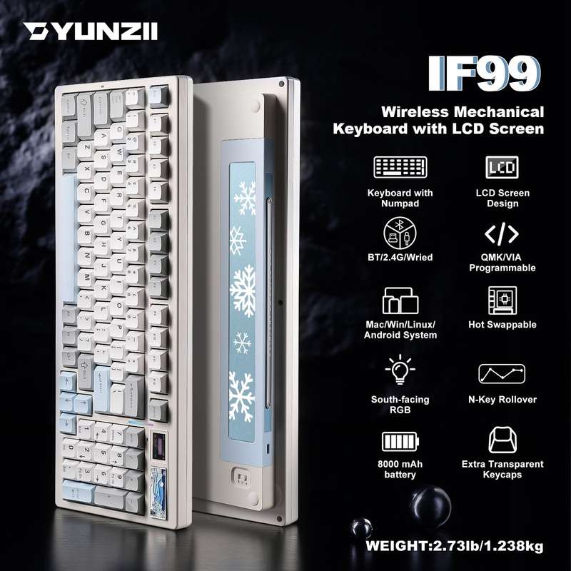 YUNZII IF99 QMK/VIA Full Size LCD Mechanical Gaming Keyboard