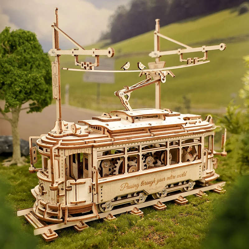 Robotime Classic City Tram DIY Moving 3D Wooden Puzzle