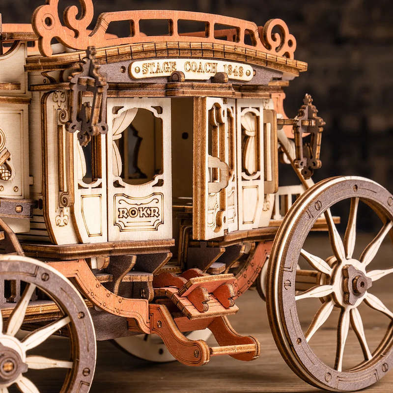 Robotime Stagecoach Mechanical Music Box 3D Wooden Puzzle