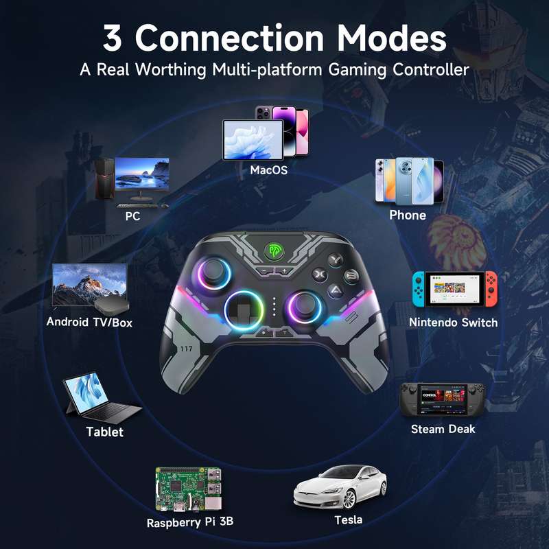 EasySMX X15 Wireless RGB Controller  Hall Effect Joystick & Trigger for Windows / Steam / Swit...