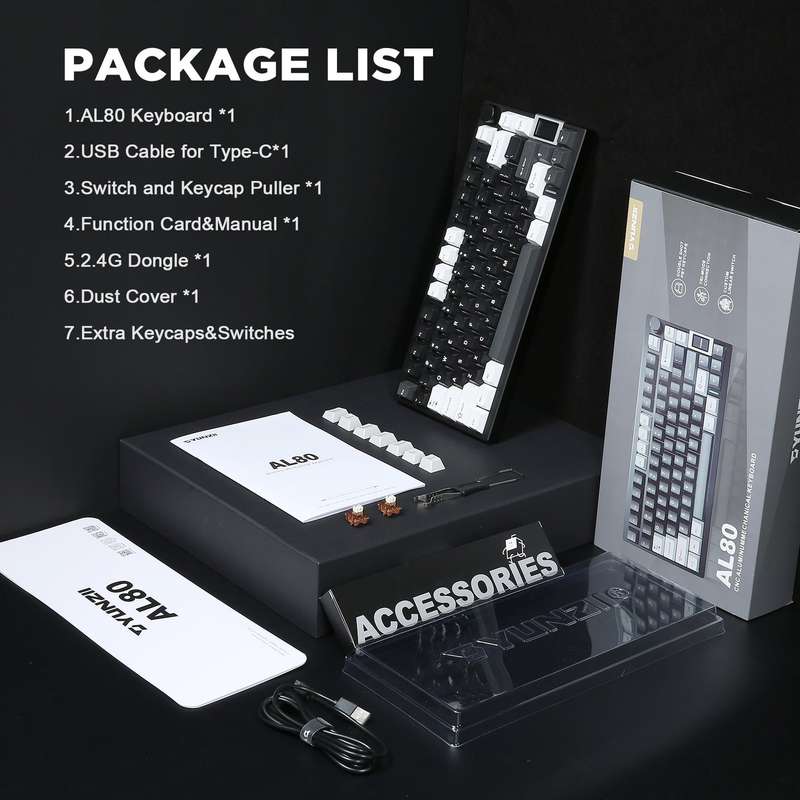 YUNZII AL80 QMK/VIA Aluminum LCD Wireless Mechanical Gaming Keyboard