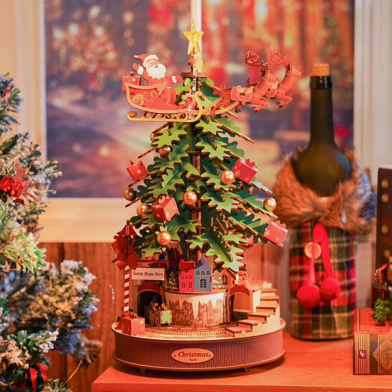 Robotime Christmas Melody Tree 3D Music Box Wooden Puzzle