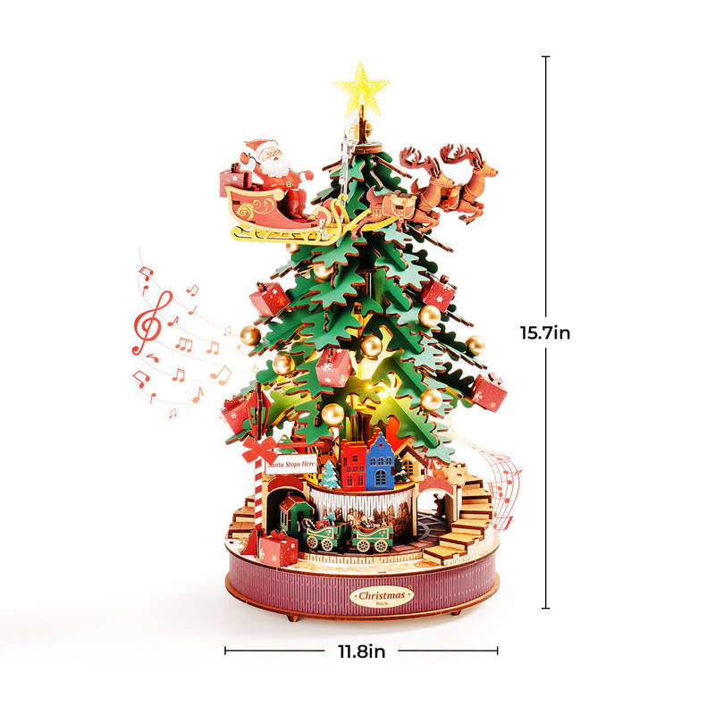 Robotime Christmas Melody Tree 3D Music Box Wooden Puzzle