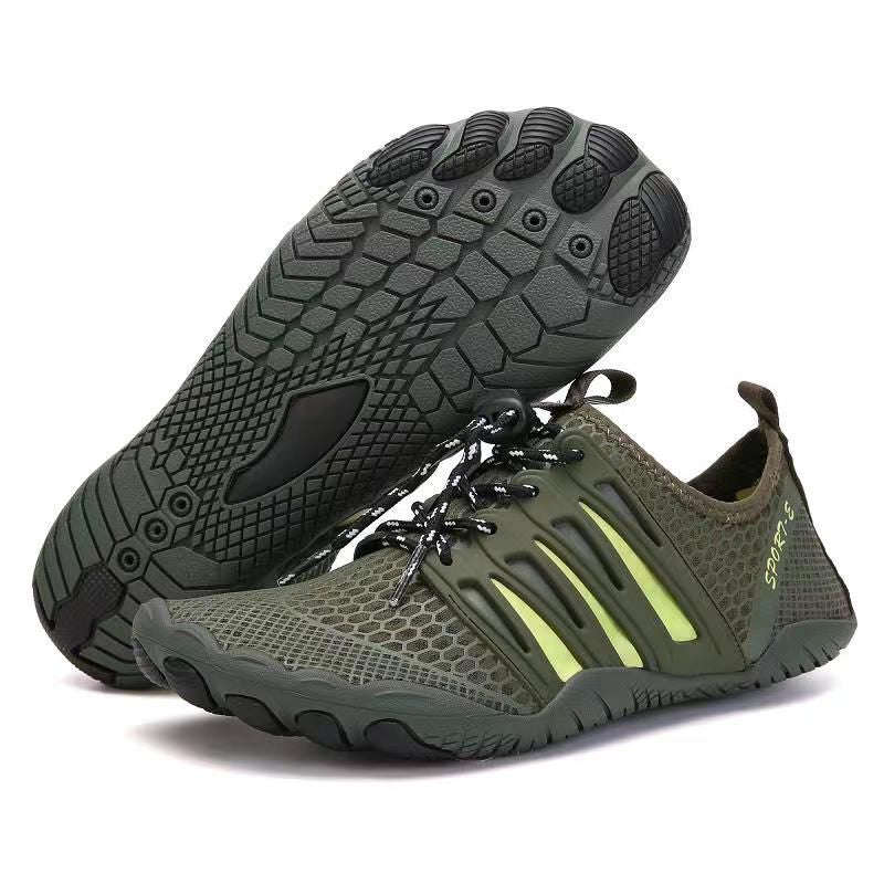 UK 4 Unisex Aqua Soles Water Shoes Beach Shoes Khaki