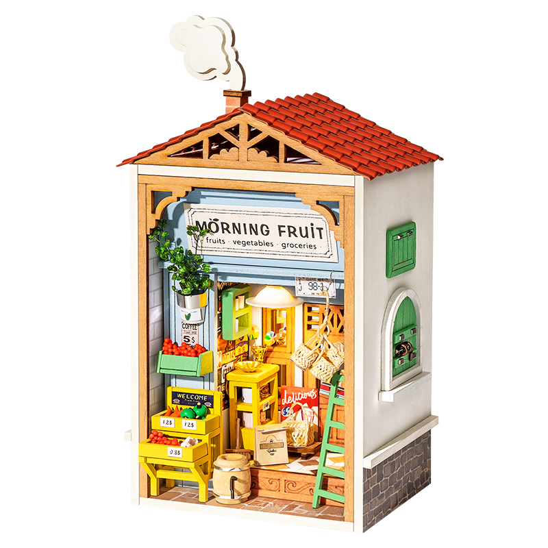 Robotime Mini Town Series Morning Fruit Store DIY Miniature Dollhouse Kit