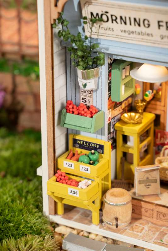 Robotime Mini Town Series Morning Fruit Store DIY Miniature Dollhouse Kit