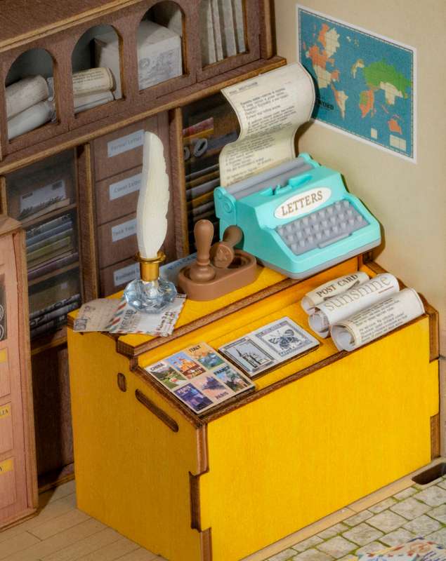 Robotime Century Post Office DIY 3D Miniature Dollhouse