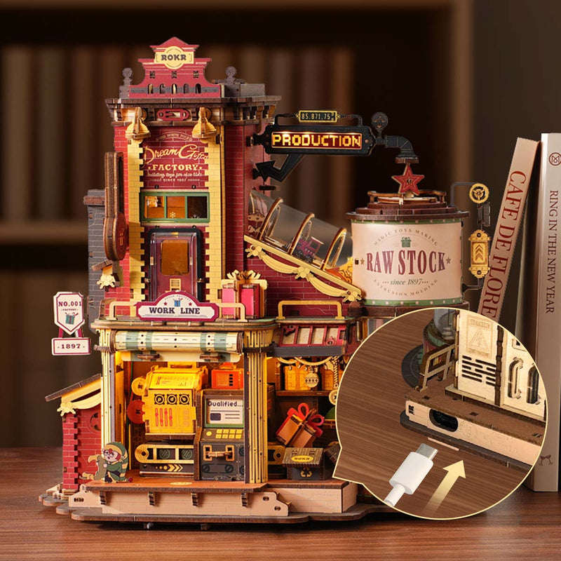 Robotime Dream Gift Factory Wooden Music Box DIY 3D Puzzle