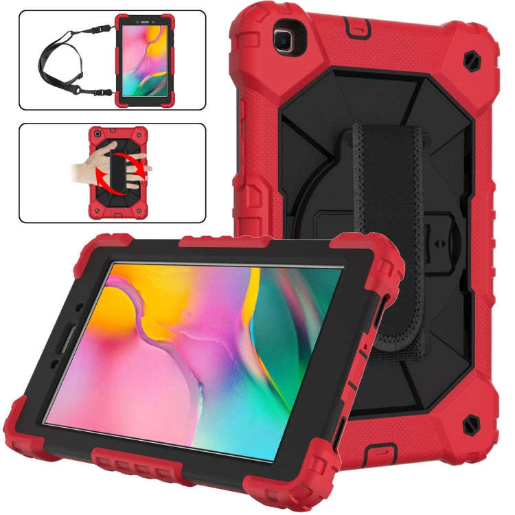 Shockproof Cover With Stand & Hand & Shoulder Strap Galaxy Tab A8 2019 T295 Black Red