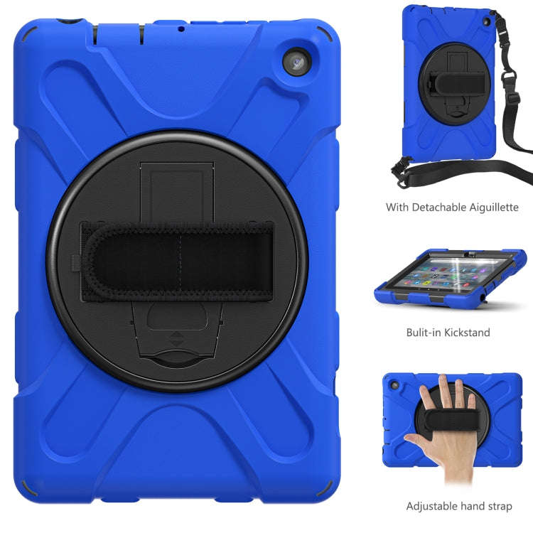 Shockproof Cover With Stand & Hand & Shoulder Strap for Amazon Fire 7 2022 Blue