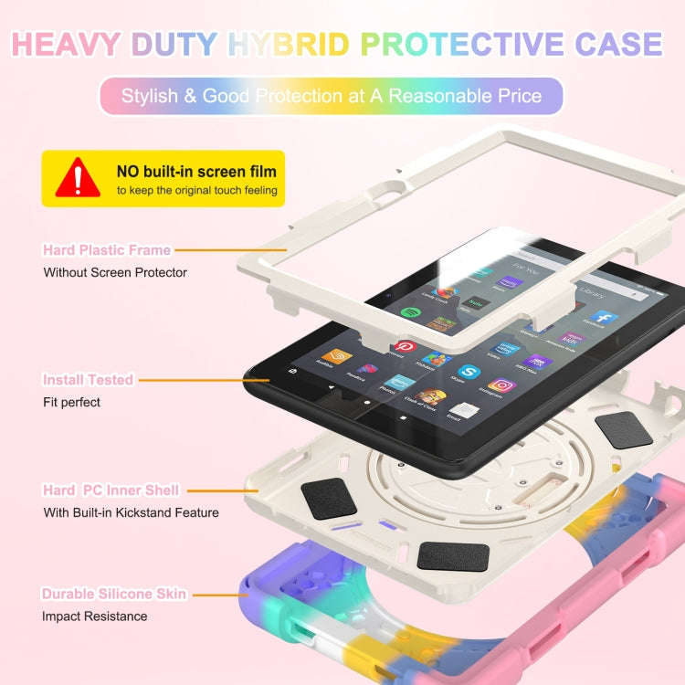 Shockproof Cover With Stand & Hand & Shoulder Strap for Amazon Fire 7 2022 Candy