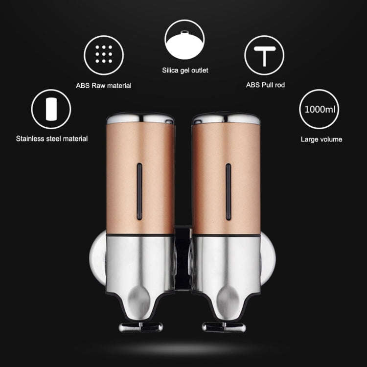 2 x 500ml Stainless Steel Double Wall Mount Soap Dispenser