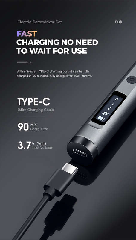 Electric Precision Screwdriver Kit 60 Pcs S2 Bits + USB-C Charging