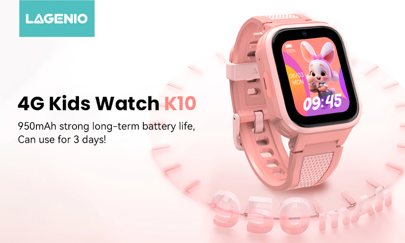 LAGENIO K10 Kids Phone Smart Watch & GPS Tracker With Parental Control App Pink