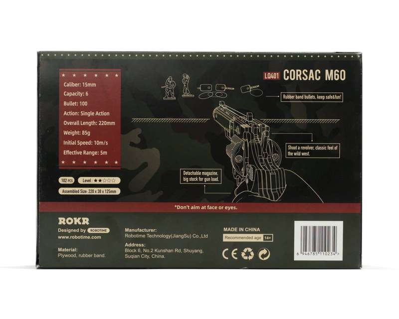 Robotime Corsac M60 Justice Guard DIY 3D Wooden Puzzle Gun