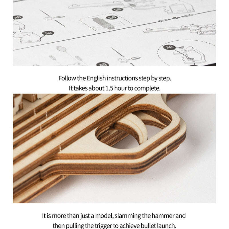 Robotime Corsac M60 Justice Guard DIY 3D Wooden Puzzle Gun