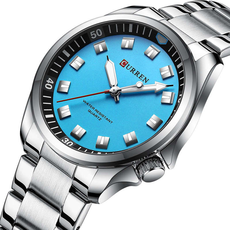 Curren 8451 Luxury Business Quartz Wrist Watch Stainless Steel Strap Blue