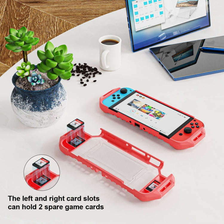 Hybrid Armor Case Cover For Nintendo Switch OLED With Two Game Card Slots Black