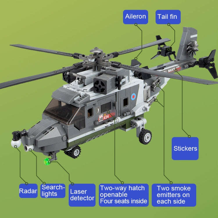 CAYI 2237 Helicopter Model Building Blocks STEM Toys Kit Set
