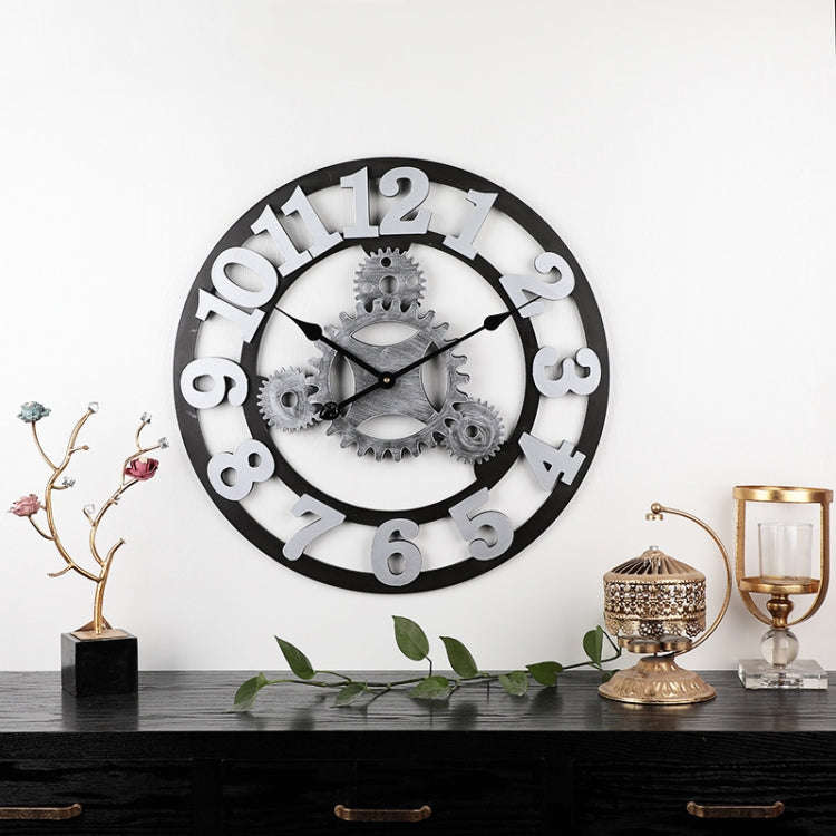 Vintage Round 4 Gear Wall Clock 58cm