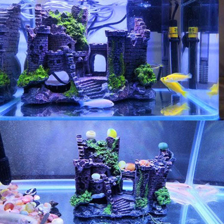 Aquarium Fish Tank Resin Decor Statue Ancient Castle