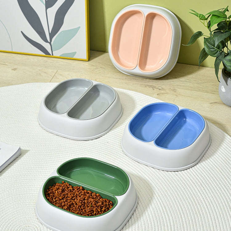 Double Plastic Cat & Small Dog Food and Water Bowl Blue