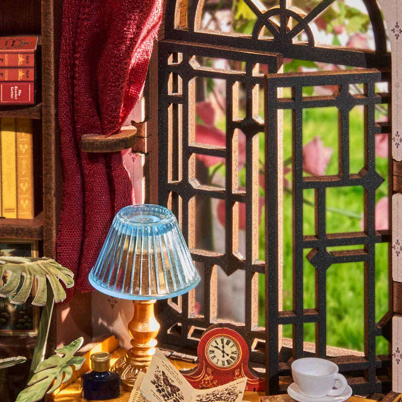 Robotime Silent Corner Study DIY Book Nook Shelf Insert Miniature Dollhouse