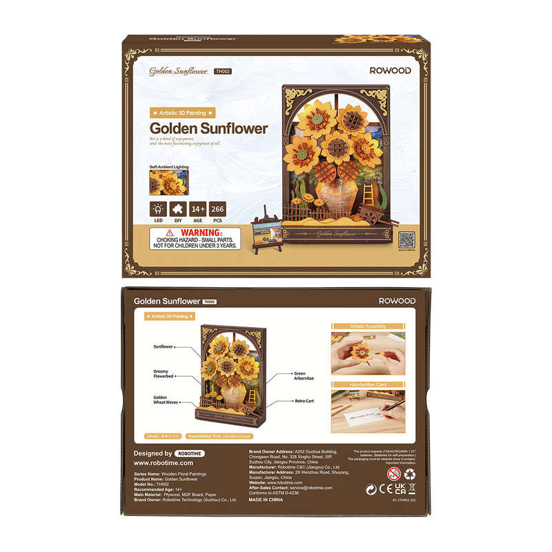 Robotime Golden Sunflower Wall Art 3D Wooden Puzzle