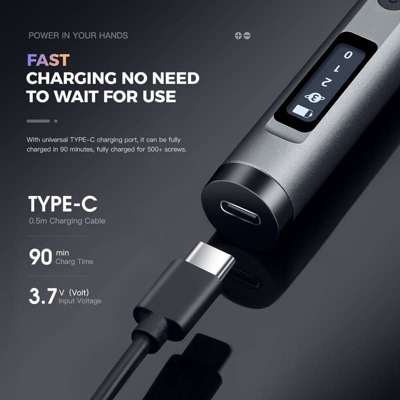 Electric Precision Screwdriver Kit 60 Pcs S2 Bits + USB-C Charging