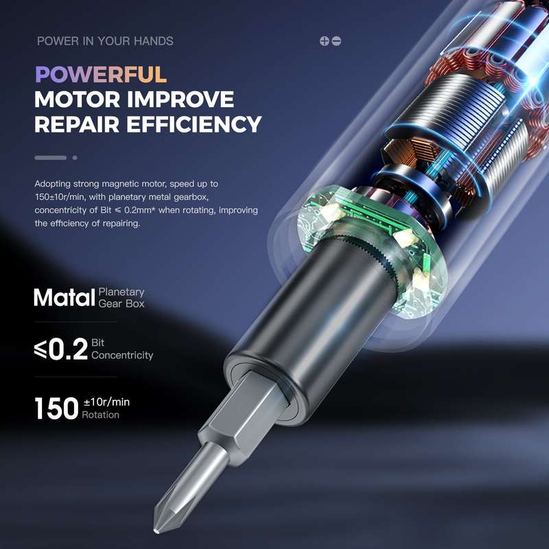Electric Precision Screwdriver Kit 60 Pcs S2 Bits + USB-C Charging