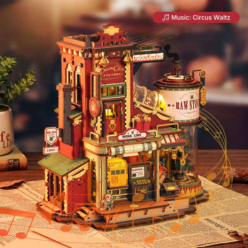 Robotime Dream Gift Factory Wooden Music Box DIY 3D Puzzle