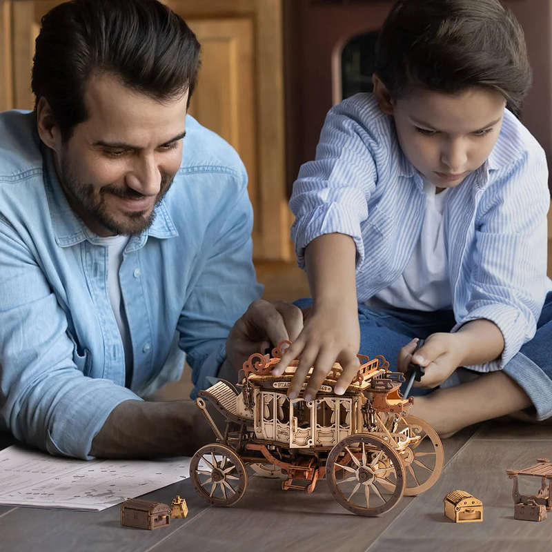 Robotime Stagecoach Mechanical Music Box 3D Wooden Puzzle