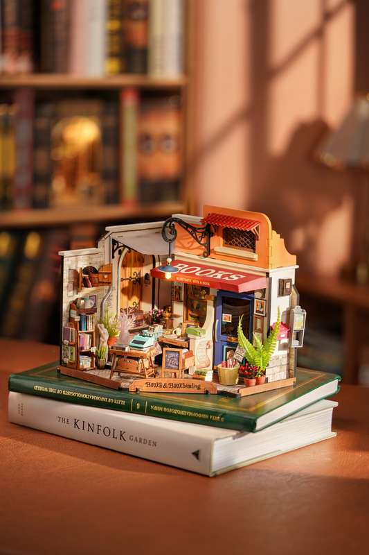 Robotime Corner Bookstore DIY 3D Miniature Dollhouse Kit