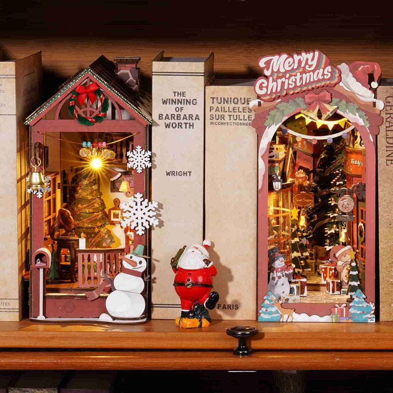 Robotime Christmas Street DIY Book Nook Shelf Insert Miniature Dollhouse