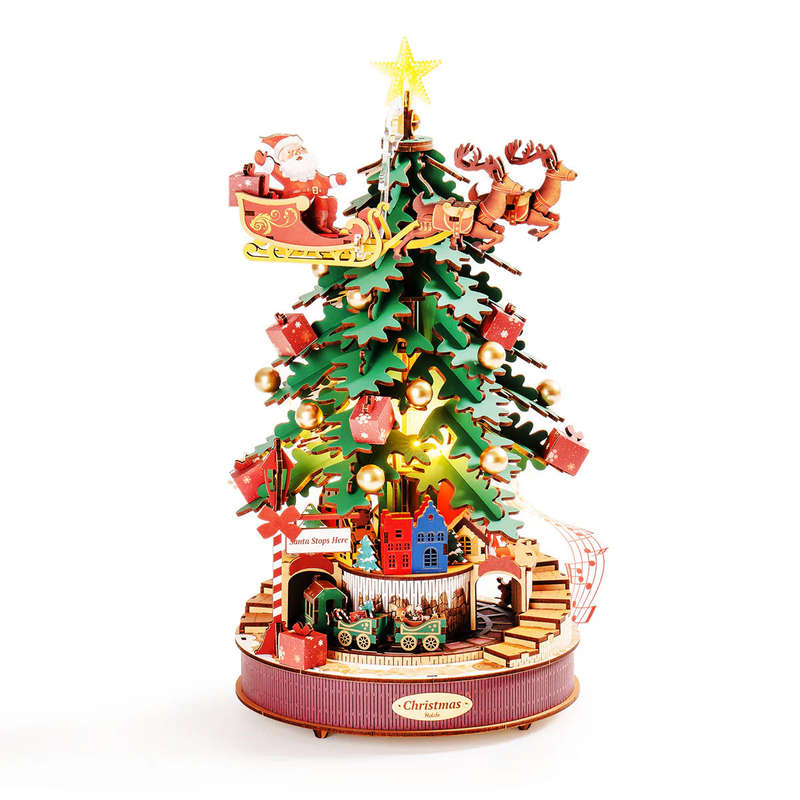 Robotime Christmas Melody Tree 3D Music Box Wooden Puzzle