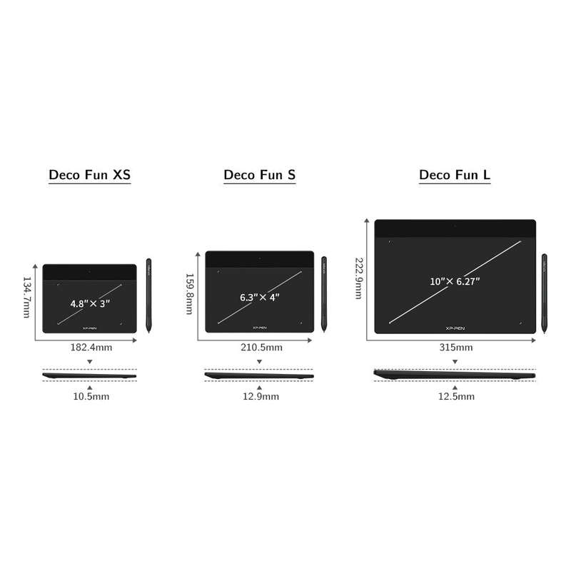 XPPen Deco Fun XS Graphics Drawing Tablet Black