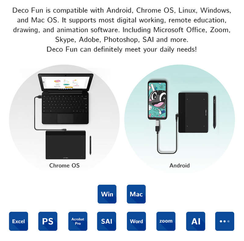 XPPen Deco Fun XS Graphics Drawing Tablet Black