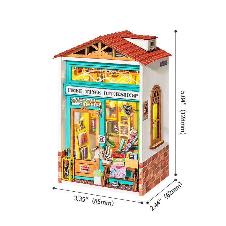 Robotime Free Time Bookshop DIY Miniature Dollhouse Kit