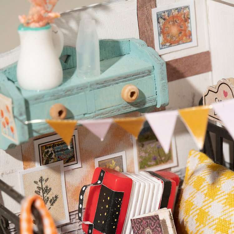 Robotime Sweet Dream Bedroom DIY Miniature Dollhouse Room Kit