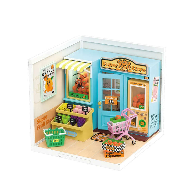 Robotime Super Creator Super Fruit Store Plastic DIY Miniature Dollhouse Kit