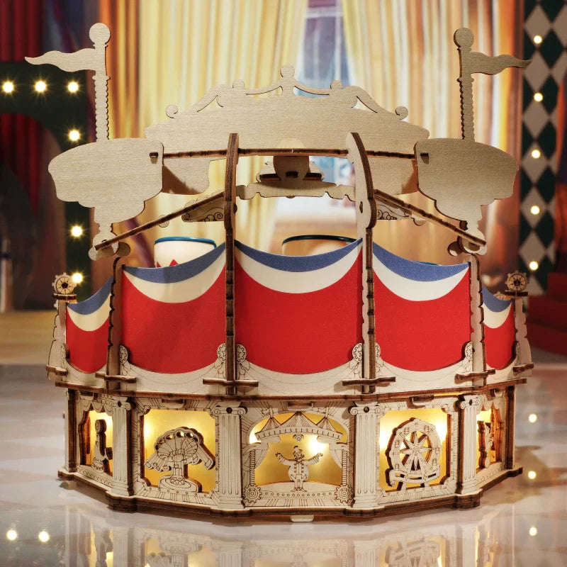 Robotime Tilt-A-Whirl DIY Music Box 3D Wooden Puzzle
