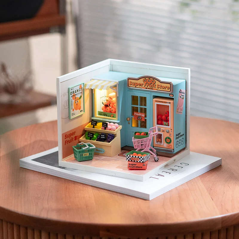 Robotime Super Creator Super Fruit Store Plastic DIY Miniature Dollhouse Kit
