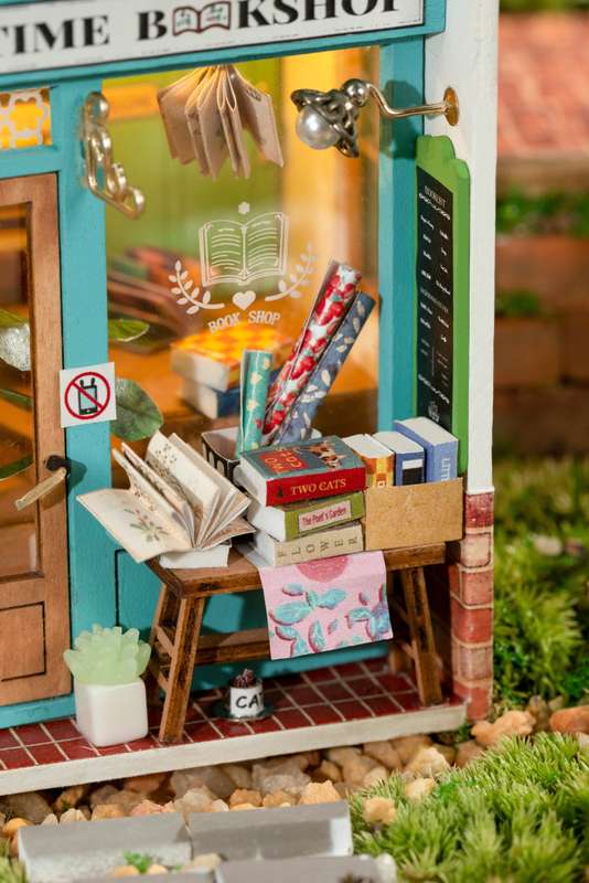 Robotime Free Time Bookshop DIY Miniature Dollhouse Kit