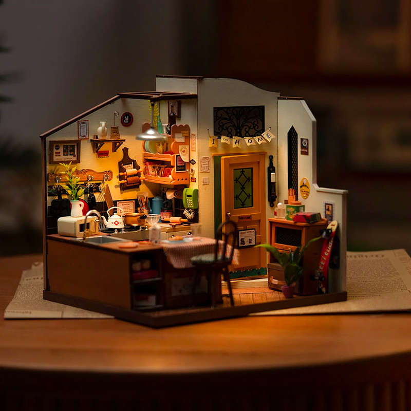 Robotime Cozy Kitchen DIY Miniature 3D Dollhouse Kit