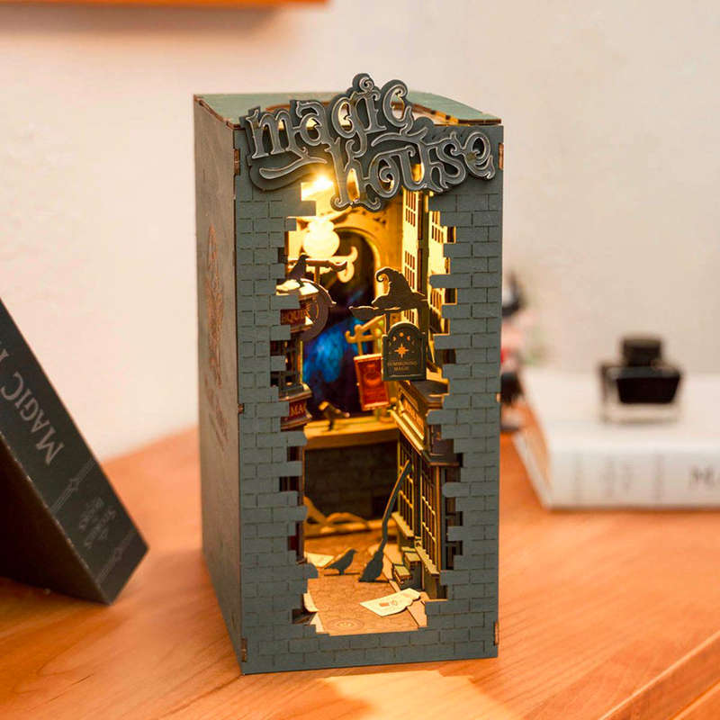 Robotime Magic House 3D Wooden DIY Miniature Dollhouse Book Nook