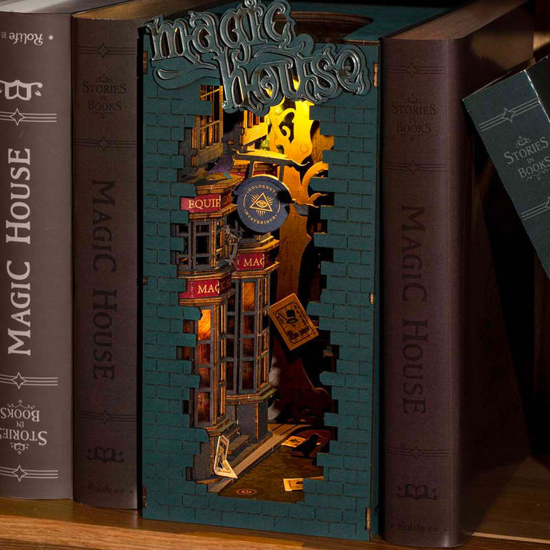 Robotime Magic House 3D Wooden DIY Miniature Dollhouse Book Nook
