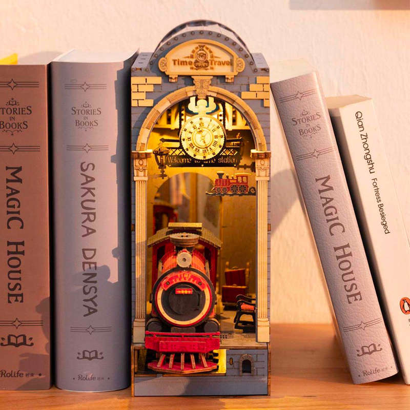 Robotime Time Travel 3D Wooden DIY Miniature Dollhouse Book Nook