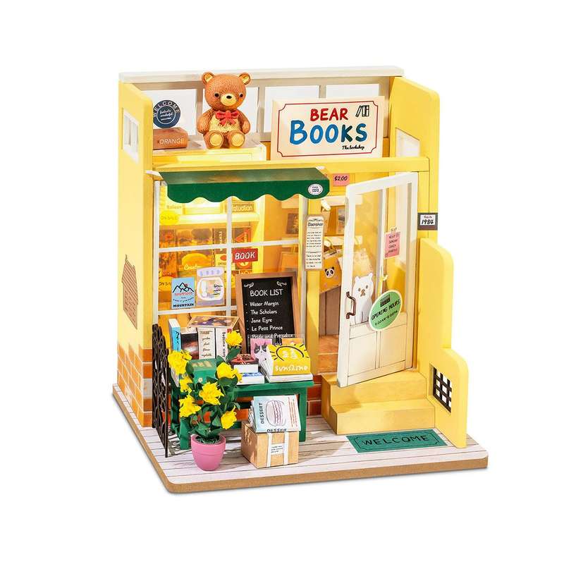 Robotime Mind-Find Bookstore DIY Miniature Dollhouse